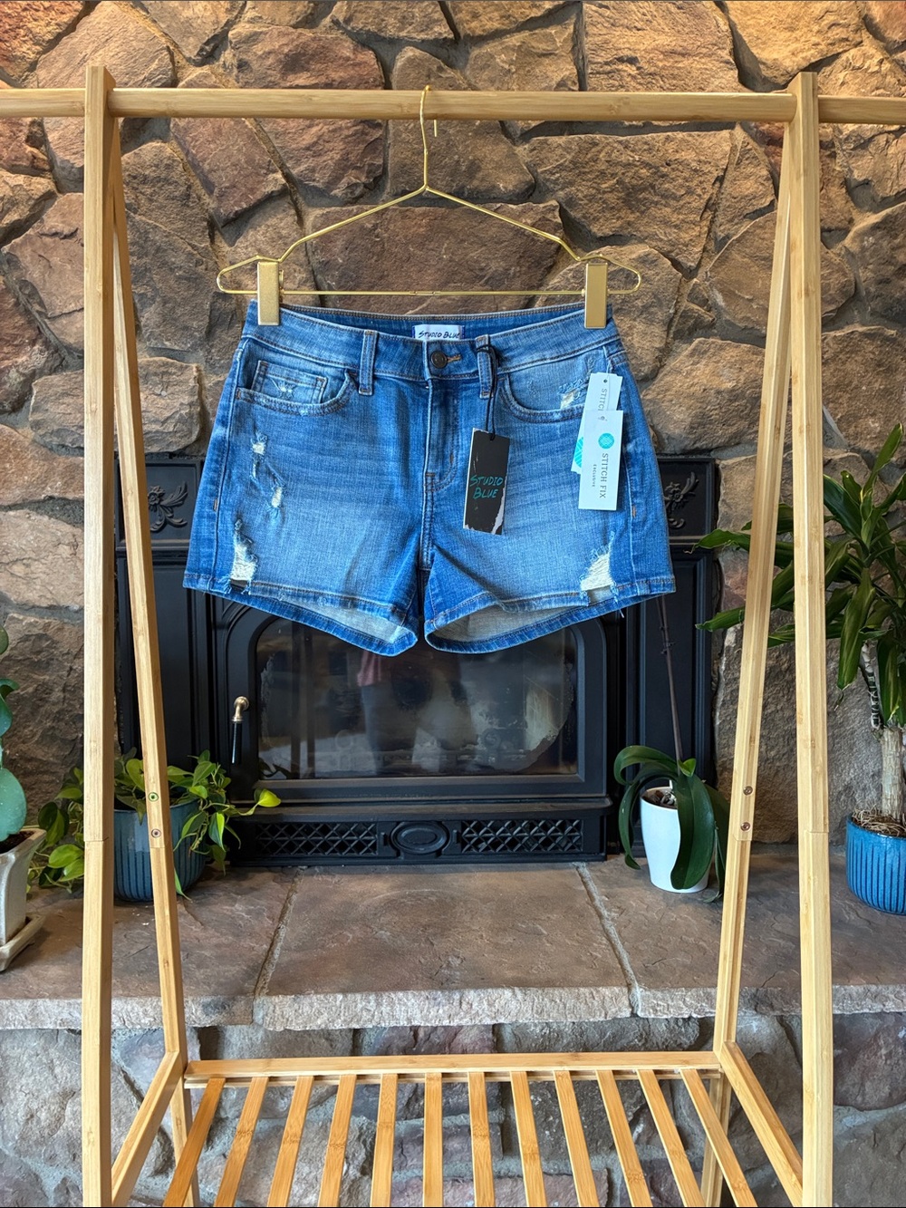 Studio Blue Delilah Mid Rise Distressed Shorts